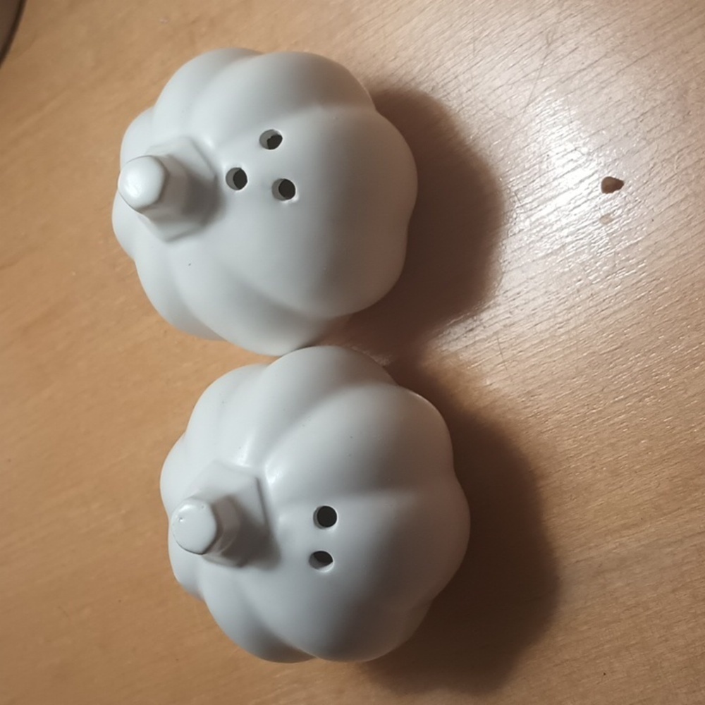 White Pumpkin Shaped Salt and Pepper Shakers